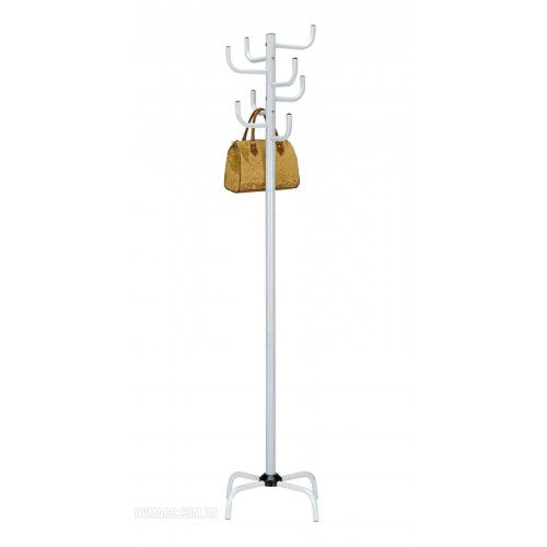 White Powder-Coated Coat Rack - Freestanding Hat and Coat Stand with 8 Hooks. 19.68" x 19.68" x 72.44" HAOG - HAOG