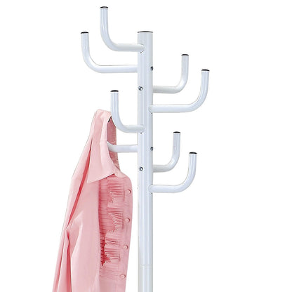 White Powder-Coated Coat Rack - Freestanding Hat and Coat Stand with 8 Hooks. 19.68" x 19.68" x 72.44" HAOG - HAOG