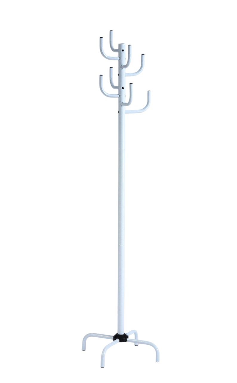 White Powder-Coated Coat Rack - Freestanding Hat and Coat Stand with 8 Hooks. 19.68" x 19.68" x 72.44" HAOG - HAOG