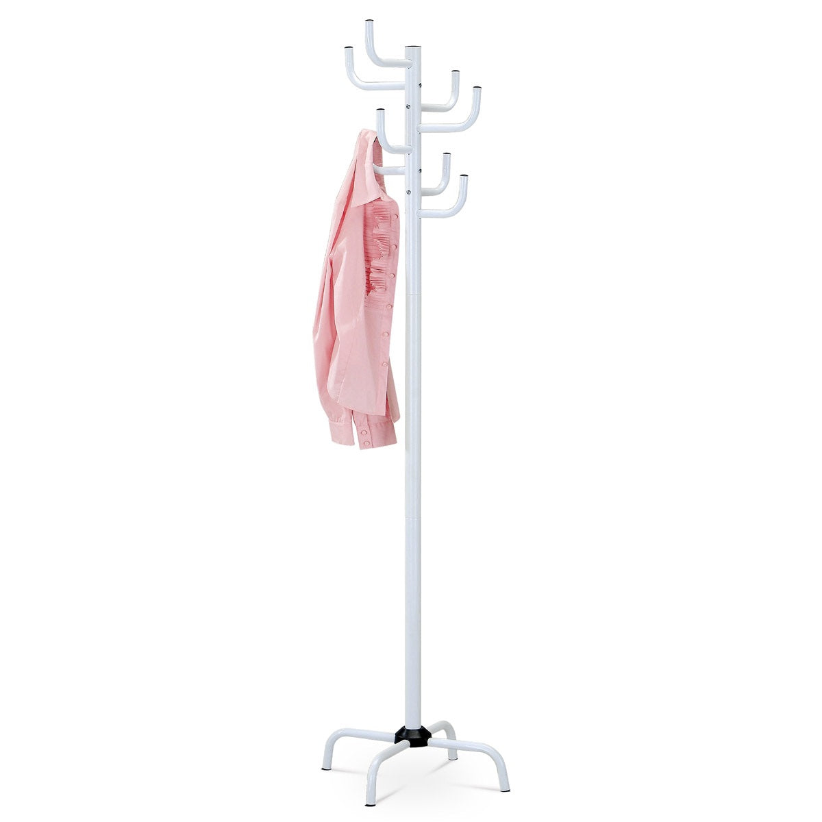 White Powder-Coated Coat Rack - Freestanding Hat and Coat Stand with 8 Hooks. 19.68" x 19.68" x 72.44" HAOG - HAOG