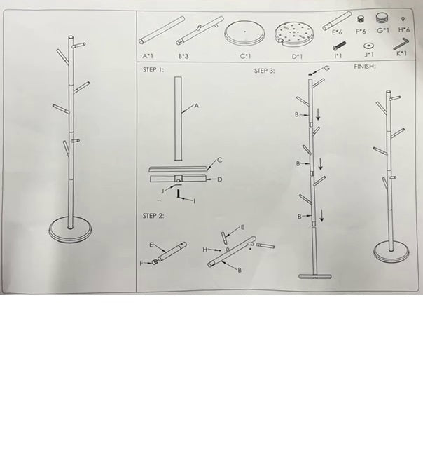 Freestanding Coat Rack Black - Modern Hat and Coat Stand with Black Powder Coated Tubular Steel, 11.02 DIA x 66.14 H Inches. HAOG Home and Office Goods