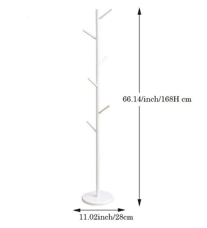 Freestanding Coat Rack White - Modern Hat and Coat Stand with White Powder Coated Tubular Steel, 11.02 DIA x 66.14 H Inches. HAOG Home and Office Goods - HAOG