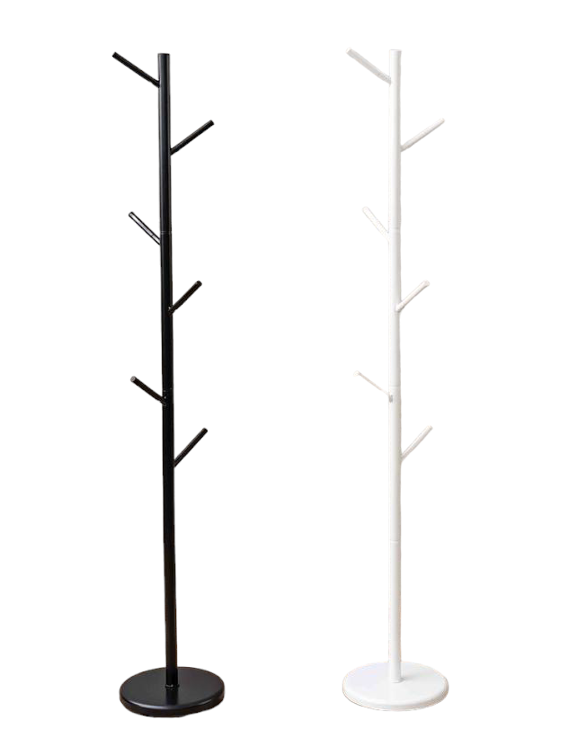 Freestanding Coat Rack Black - Modern Hat and Coat Stand with Black Powder Coated Tubular Steel, 11.02 DIA x 66.14 H Inches. HAOG Home and Office Goods - HAOG