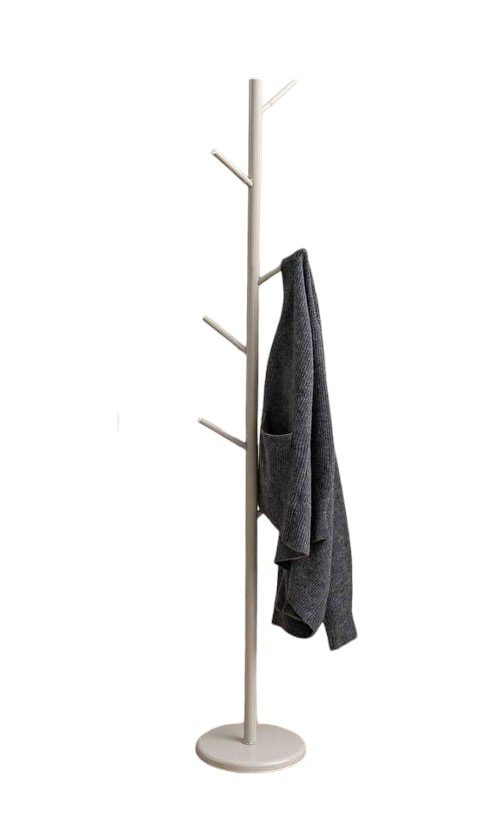 Freestanding Coat Rack White - Modern Hat and Coat Stand with White Powder Coated Tubular Steel, 11.02 DIA x 66.14 H Inches. HAOG Home and Office Goods - HAOG